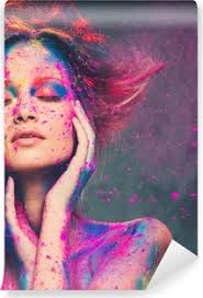 Carta da Parati Giovane donna musa con l'arte del corpo creativo e  acconciatura