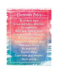 Watercolor Classroom Rules Chart