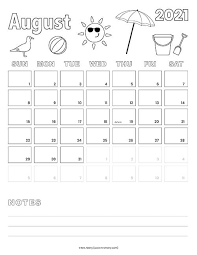 No need to print the whole calendar, just pick the calendar page you require for august. Free Printable 2021 Coloring Calendar Mrs Merry