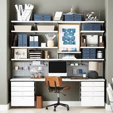 Organized Office Oasis Now Through June 30th You Can Receive Free Elfa Install On Elfa Purchases Large Office Shelving Home Office Design Office Wall Shelves