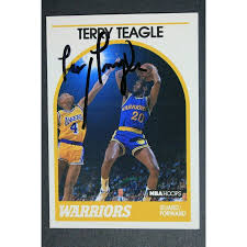 Terry Teagle Warriors Baylor Signed 1989 Hoops #196 Autographed Basketball  Card