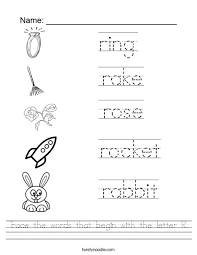 Full list of words from this list: Trace The Words That Begin With The Letter R Worksheet Twisty Noodle