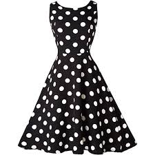 Rotita Vintage 50s Style Black White Polka Dot Print Swing Dress 291 860 Idr Liked On Polyvore Featuring Dresses Black Min My Polyvore Finds Black