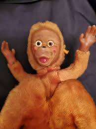 UNIQUE VINTAGE TOY MONKEY RUBBER FACE AND HANDS 6.5" REALISTIC JAPAN