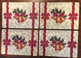 Placemats Set Of 4 Cork Backed Placemats Christmas Etsy Vintage Christmas Decorations Christmas Placemats Christmas Decorations