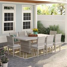 At target, there are a variety of dining sets available in different decor styles to suit your outdoor theme. Sol 72 Outdoor Waterbury Rectangular 8 Person 80 Long Dining Set Wayfair