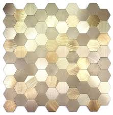 Modern contemporary kitchen calacatta gold countertop. 12 X12 Peel And Stick Diy Backsplash Brushed Gold Metal Set Of 22 Contemporary Mosaic Tile By Abolos Houzz