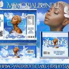 Funeral Bundle Treat Labels , Funeral Chip Bag, Water Bottle Labels & Candy  Bar Wrappers ,in Loving Memory Memorial Favor, Funeral