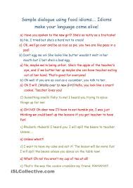 Food Idioms Sample Dialogue Idioms Middle School Lesson Plans Writing Dialogue