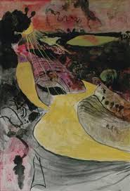 Welsh landscape with yellow lane by Graham Sutherland