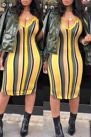 Roaso Casual Striped Knee Length Dress S Apricot Women S Fashion Dresses Bodycon Dress Cheap Spring Dresses