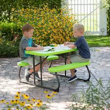 This kids pallet picnic table fits the bill perfectly. Lifetime Kids Folding Picnic Table Walmart Canada