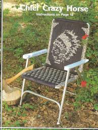 Chief Crazy Horse Macrame Lawn Chair 1980s Macrame Patio Etsy Patterned Chair Lawn Chairs Macrame Chairs