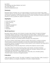Curriculum vitae examples for professors. 1 Adjunct Professor Resume Templates Try Them Now Myperfectresume