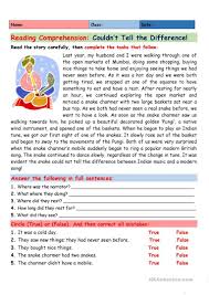 Reading Comprehension Couldn T Tell The Difference English Esl Worksheets For Distance Learning And Physi In 2020 Reading Comprehension Comprehension Esl Worksheets