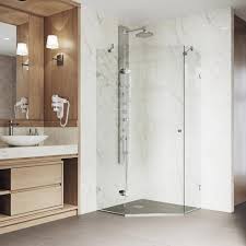 Vigo Verona 36 125 In X 73 375 In Frameless Neo Angle Hinged Corner Shower Enclosure In Chrome With Clear Glass Vg6061chcl38 Neo Angle Shower Corner Shower Enclosures Shower Doors