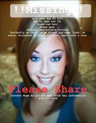 I'd like to thank The Vanished Podcast for all of the hard work and hours  that went into this. Thank you for helping us get our girl's story out  there. We are