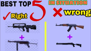 A combination gun is a firearm that comprises at least one rifled barrel and one smoothbore barrel, that is typically used with shot or some types of shotgun slug. Top 5 Combination Of Guns In Free Fire According Situation Best Overall Mp40 And Famas Youtube