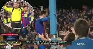 There was more cause for celebration for messi on the night, as he made his 148th argentina appearance to become his country's most capped player. Watch Leo Messi Had The Best Celebration Of All For Sergi Roberto S Goal Balls Ie