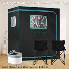 Portable Black Steam Sauna Tent with Clear View Door and 3L Steamer
