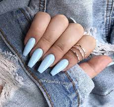 It is ideal for women starting to learn about acrylic blue nails. Light Blue Nails Gel Nails Coffin Blue Lightblue Babyblue Love Blue Acrylic Nails Coffin Shape Nails Blue Nails