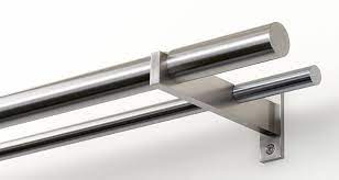 Mira Double Curtain Rod W Standard 4 3 1 2 Bauhaus Finials Iron Curtain Rods Curtain Rods Wooden Curtain Rods