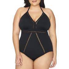 Time And Tru Women S Plus Size Black Inset One Piece Swimsuit Walmart Com One Piece Swimsuit One Piece Swim Dress