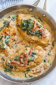 Poulet Aux Epinards Dans Une Sauce Cremeuse Au Parmesan Einfache Gerichte Huhnchenrezepte Fleisch Gerichte