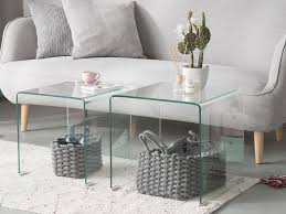 Whether you have modern or traditional tastes, you can create extra tabletop space anywhere with a side table or console table that matches your home. Set Of 2 Glass Side Tables Transparent Kendall Glass Table Living Room Small Table Decor Minimalist Side Table