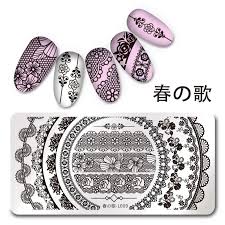 nail art stamp template 12 6cm rectangle gorgeous lace flower design image plate l009 nail stamping plates stamping plates nail art supplies