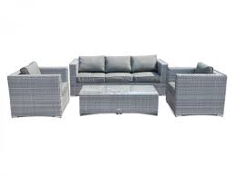Ascot 3 Seater Rattan Garden Sofa Set In Grey Garden Sofa Set Sofa Set Garden Sofa