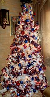 Debbie Dabble My Patriotic Trees Part 1 Of My Patriotic Decor Patriotic Christmas Tree Patriotic Christmas Christmas Tree Themes