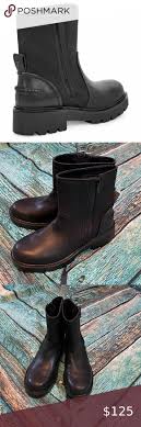 New Ugg Women S Black Leather Polk Boot 7 In 2021 Womens Uggs Boots Black Leather