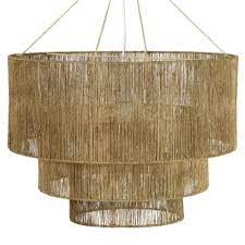 Avery Coastal Beach Natural Brown Jute Rope Wrapped 3 Tier Chandelier Jute Chandelier Selamat Designs Pendant Chandelier
