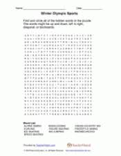 Winter olympics trivia {free printable} for kids and adults olympic crafts, . Winter Olympic Sports Word Search Difficult Teachervision