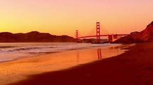 San francisco skyline and bay bridge at sunset, california. The Golden Gate Bridge As Stock Footage Video 100 Royalty Free 20156854 Shutterstock
