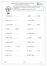 This worksheet has word problems to solve multiplying decimals by single digit numbers. Multiplying And Dividing Decimals By 10 And 100 4 Fraction And Decimal Worksheets For Year 5 Age 9 10 By Urbrainy Com