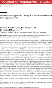 There was more light in the evening. Strategic Management Theory In A Post Pandemic And Non Ergodic World Hitt 2021 Journal Of Management Studies Wiley Online Library