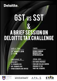 The sst rates are less transparent than the standard 6% gst, the sst rates vary between 6 and 10%. Apacs Ambassadors On Twitter Want To Find Out What S The Differences Between Gst And Sst And How It Ll Affect Businesses Besides We Also Have A Session Of Deloitte Tax Challenge 2018