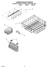 Kitchenaid dishwasher parts upper rack diagram. Kudr01tjbl0 Undercounter Dishwasher Built In 5 Cycle 4 Option Kitchenaid Whirlpool Corporation