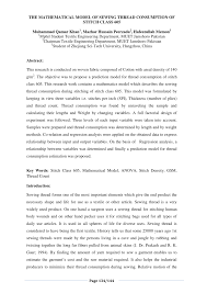 pdf the mathematical model of sewing thread consumption of