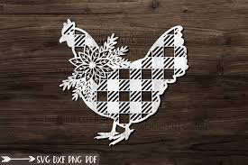 Download Floral Buffalo Plaid Christmas Chicken Svg Papercut Template By Kartcreation Thehungryjpeg Com