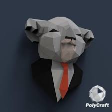 Papercraft Koala 3d Paper Model Pdf Koala In Suit Template Etsy Paper Models Paper Sculpture Paper Crafts