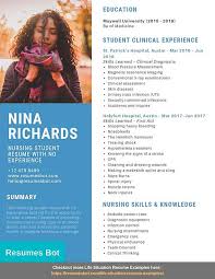 Writing a resume with no experience may seem impossible, but let us share important tips and tricks to writing your first how to make a great resume with no experience. Nursing Student With No Experience Resume Samples Templates Pdf Word Resumes Bot