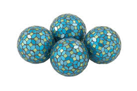 Home And Hearth Decorative Balls In Turquoise Set Of 4 Mosaic Glass Decorative Objects Glass Decor