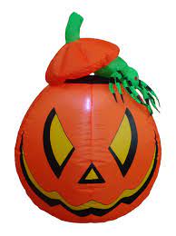 The eyes light up and it speaks spooky phrases. The Holiday Aisle Lighted Halloween Inflatable Pumpkin With Spider Indoor Outdoor Decoration Reviews Wayfair