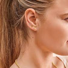 Solid Gold Initial Stud Earring Single Edge Of Ember