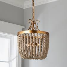 Rustic Glam Draped Mini Chandelier - 2 Light, 18"H x 14"W x 14"D, Antique Gold / Aged Wood, Chandeliers, Traditional, Shades of Light