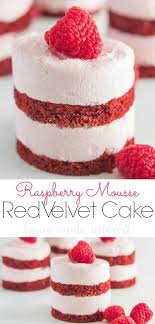 All of us love dessert, but some of us love dessert more than others or are just looking for ways to lighten up some classic desserts as swimsuit season approaches. Raspberry Mousse Red Velvet Cake Is An Easy Valentine S Day Dessert Recipe Made From Layers Of Light F Mousse Recipes Easy Raspberry Mousse Raspberry Desserts