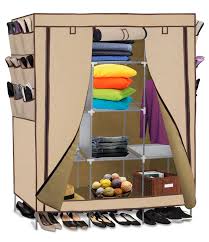 Your closet is a mess, and it makes you sad. Den Haven Portable Storage Organizer Wardrobe Closet Shoe Rack Customizable Shelves Stainless Steel Frame 69 X 51 X 18 Beige